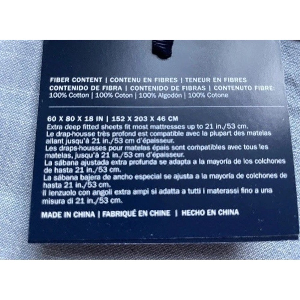 New Ralph Lauren Flat & Fitted Sheet Queen Workshirt Chambray Sheet Set - Picture 6 of 7